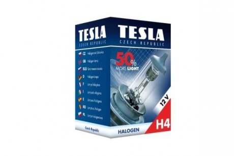 Лампа галоген 12VH4,12V,60/55W,P43t+50% Premium TESLA B30401