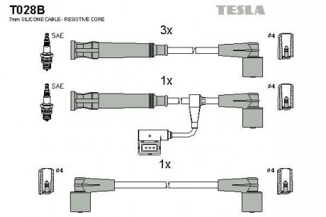 Комплект кабелiв запалювання TESLA T028B