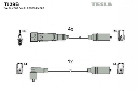 Комплект кабелiв запалювання TESLA T039B (фото 1)