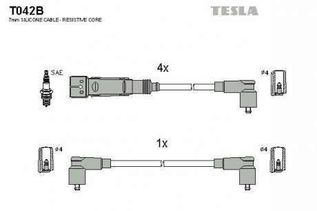 Комплект кабелей зажигания TESLA T042B (фото 1)