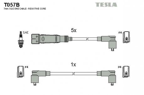 Комплект кабелiв запалювання TESLA T057B