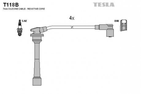 Комплект кабелiв запалювання TESLA T118B