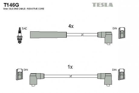 Комплект кабелей зажигания TESLA T146G (фото 1)