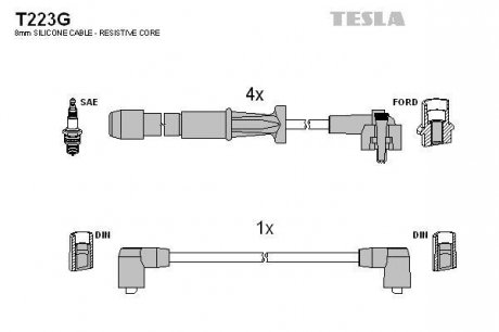 Комплект кабелей зажигания TESLA T223G (фото 1)