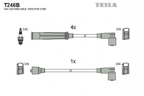 Комплект кабелiв запалювання TESLA T246B (фото 1)