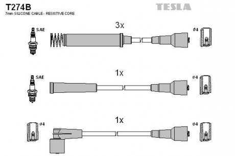 Комплект кабелей зажигания TESLA T274B (фото 1)