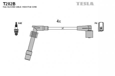 Комплект кабелей зажигания TESLA T282B (фото 1)