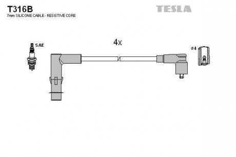 Комплект кабелiв запалювання TESLA T316B
