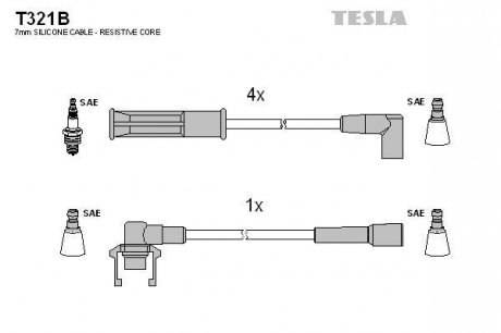 Комплект кабелiв запалювання TESLA T321B (фото 1)