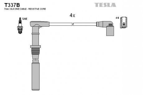 Комплект кабелей зажигания TESLA T337B (фото 1)