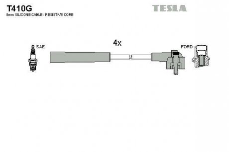 Комплект кабелiв запалювання TESLA T410G