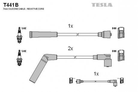 Комплект кабелiв запалювання TESLA T441B