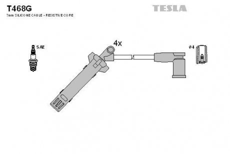 Комплект кабелей зажигания TESLA T468G (фото 1)