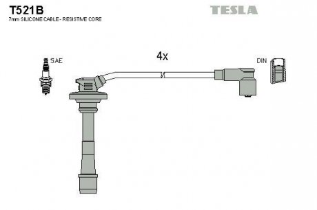 Комплект кабелей зажигания TESLA T521B (фото 1)
