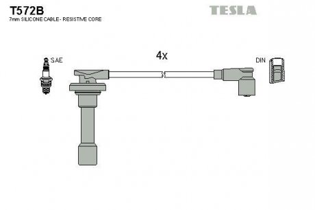 Комплект кабелiв запалювання TESLA T572B (фото 1)