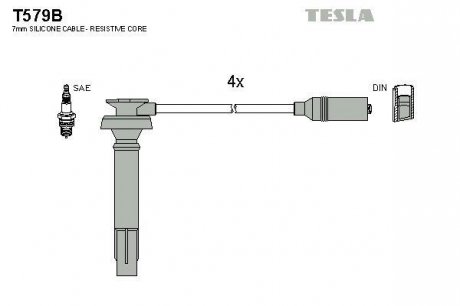 Комплект кабелей зажигания TESLA T579B