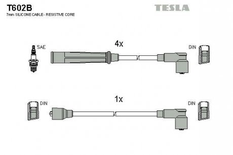 Комплект кабелей зажигания TESLA T602B (фото 1)