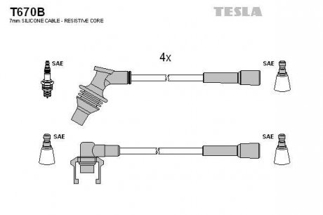 Комплект кабелей зажигания TESLA T670B (фото 1)