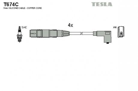 Комплект кабелiв запалювання TESLA T674C (фото 1)