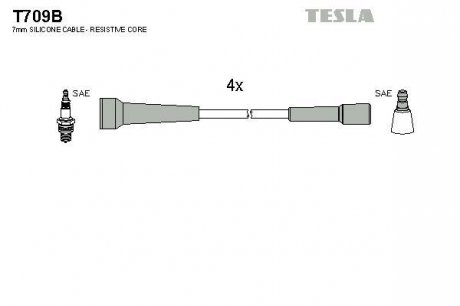 Комплект кабелiв запалювання TESLA T709B (фото 1)