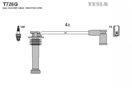 Комплект кабелiв запалювання TESLA T726G (фото 1)