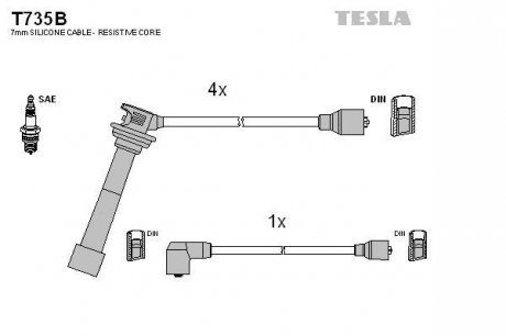 Комплект кабелей зажигания TESLA T735B