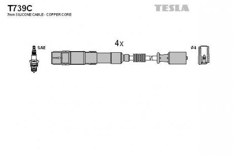 Комплект кабелiв запалювання TESLA T739C (фото 1)