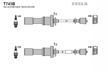 Комплект кабелей зажигания TESLA T745B