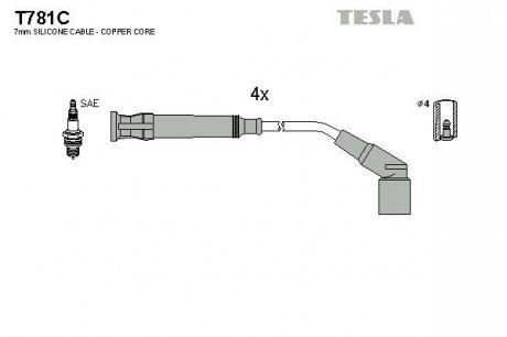 Комплект кабелей зажигания TESLA T781C