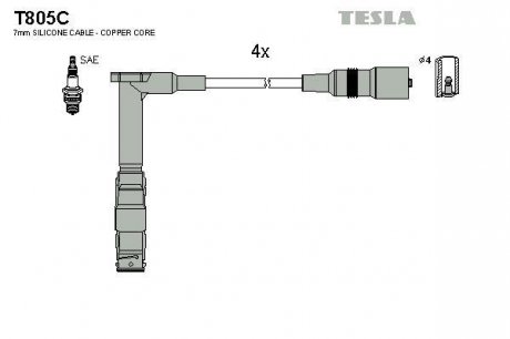 Комплект кабелей зажигания TESLA T805C