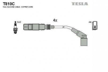 Комплект кабелей зажигания TESLA T810C