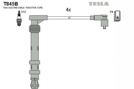 Комплект кабелiв запалювання TESLA T845B (фото 1)