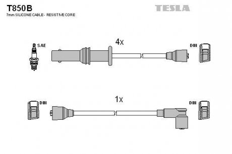 Комплект кабелiв запалювання TESLA T850B