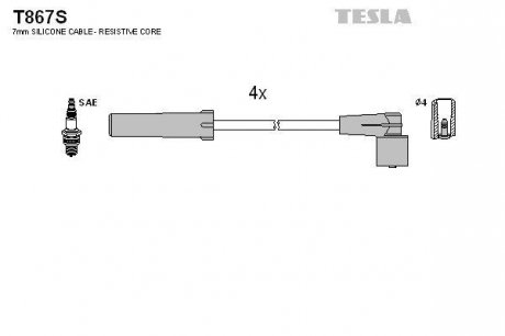 Комплект кабелiв запалювання TESLA T867S