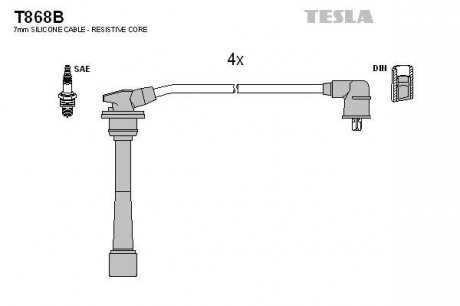 Комплект кабелей зажигания TESLA T868B