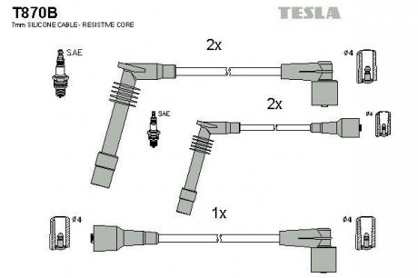 Комплект кабелiв запалювання TESLA T870B (фото 1)
