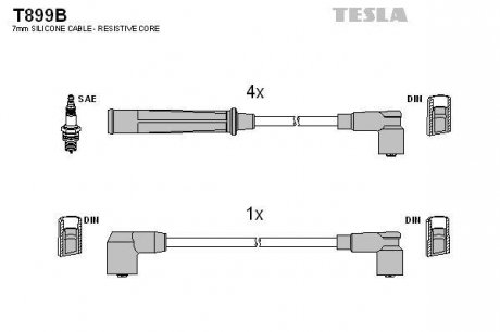 Комплект кабелiв запалювання TESLA T899B (фото 1)