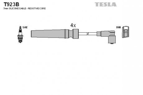 Провода свечные Лачетти 1,6 (силикон) BLATNA TESLA T923B (фото 1)
