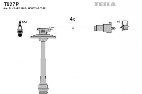 Комплект кабелiв запалювання TESLA T927P