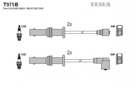 Комплект кабелiв запалювання TESLA T975B