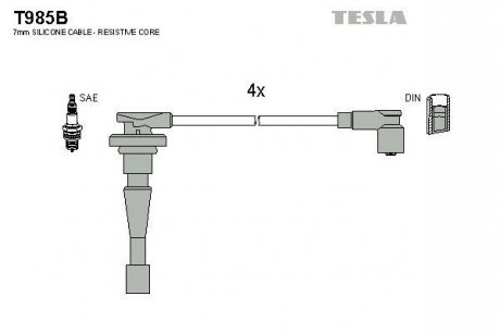 Комплект кабелей зажигания TESLA T985B (фото 1)