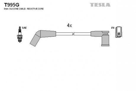 Комплект кабелiв запалювання TESLA T995G