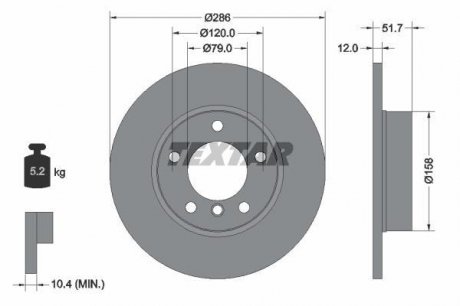 Диск тормозной BMW 3(E36)/Z3(E36) "F D=286mm "90-"03 TEXTAR ="92055503"