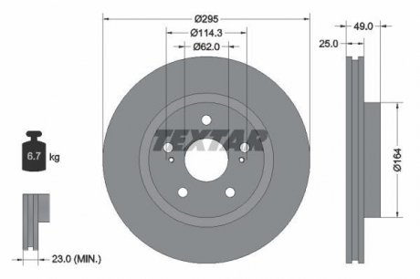 Диск тормозной SUZUKI Grand Vitara "F D=295mm "05>> TEXTAR 92156503