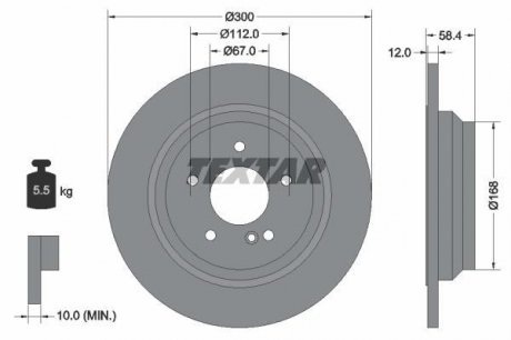 Диск тормозной MERCEDES S(W221) "R D=300mm "04-13 TEXTAR ="92176503"