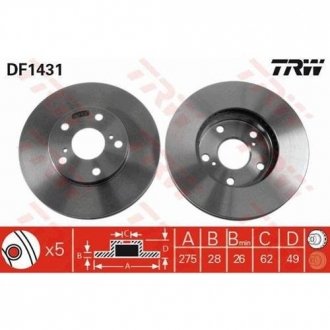 Тормозной диск TRW DF1431 (фото 1)