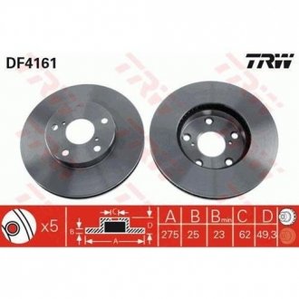 Тормозной диск TRW DF4161 (фото 1)