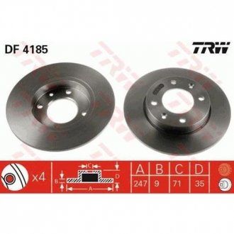 Тормозной диск TRW DF4185 (фото 1)