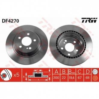 Диск тормозной задний, 300mm, MB E (W211, W212), GLK (X204) 02- TRW DF4270 (фото 1)