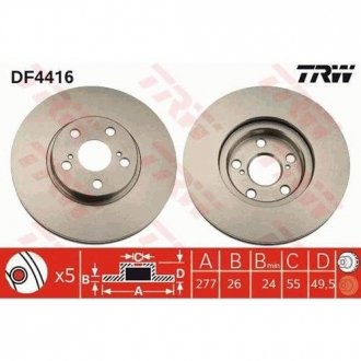 Тормозной диск TRW DF4416 (фото 1)